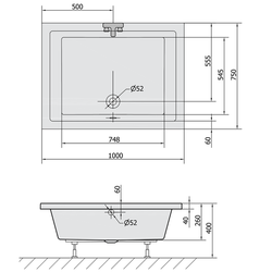 POLYSAN DEEP hluboká sprchová vanička s konstrukcí, obdélník 100x75x26cm, bílá (72880)