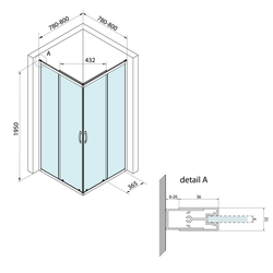BRUCKNER BORG čtvercová sprchová zástěna 800x800x1950 mm, čiré sklo (751.180.1)