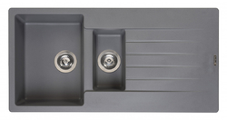 Granitový dřez REGINOX HARLEM 1000.10 s přídavnou vaničkou a odkapem, barva Grey metalic (silvery)