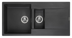 Granitový dřez s odkapem REGINOX AMSTERDAM 1000.10, barva Black metalic (silvery)