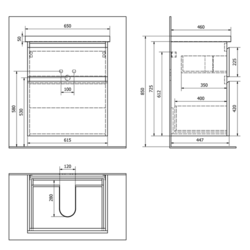 AQUALINE ALTAIR umyvadlová skříňka 61,5x72,5x45cm, bílá (AI265)