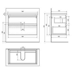 AQUALINE - ALTAIR umyvadlová skříňka 86,5x60x45cm, dub emporio (AI390)