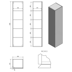 AQUALINE ALTAIR vysoká skříňka 35x150x31cm, dub emporio (AI450)