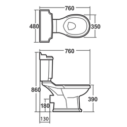 AQUALINE ANTIK WC nádržka včetně splachovacího mechanismu, bílá (AK107-208)