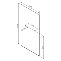 POLYSAN ARCHITEX LINE kalené čiré sklo, 1105x1997x8mm, otvory pro poličku (AL2243-D)