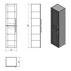 SAPHO AMIA skříňka vysoká 35x140x30cm, levá/pravá, dub Collingwood (AM021LP) (AM020-1919)