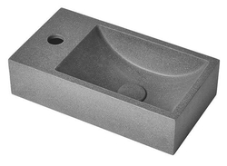 SAPHO CREST L betonové umyvadlo včetně výpusti, 40x22 cm, černý granit (AR403)