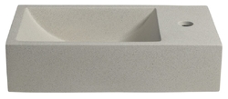 SAPHO CREST R betonové umyvadlo včetně výpusti, 40x22 cm, bílý pískovec (AR413)