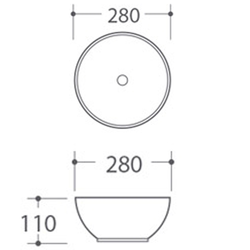 SAPHO ASTER keramické umývátko průměr 28x11 cm, na desku (AR499)
