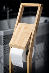 BAMBUS stojan s držákem na toaletní papír a WC štětkou, hranatý, bambus