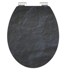 WC sedátko SCHÜTTE BLACK STONE | MDF HG, SOFT CLOSE s automatickým klesáním ve vysokém lesku
