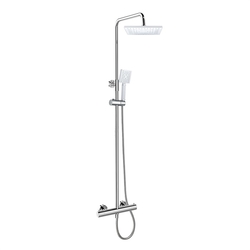 MEREO Termostatická nástěnná sprchová baterie s hadicí, ruční a talířovou hranatou sprchou 220x220mm (CB60104TSB)