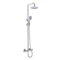 MEREO Termostatická nástěnná sprchová baterie s hadicí, ruční a talířovou kulatou sprchou slim 200 mm (CB60104TSC)