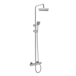 MEREO Termostatická nástěnná sprchová baterie s hadicí, ruční a talířovou hranatou sprchou slim 200x200mm (CB60104TSD)