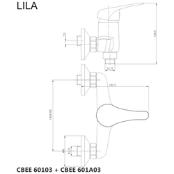 MEREO Sprchová nástěnná baterie, Lila, 150 mm, bez příslušenství, chrom (CBEE60103)
