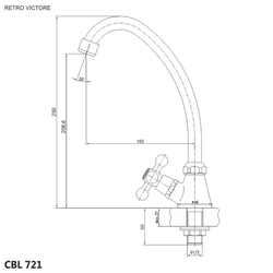 MEREO Dřezový kohoutek stojánkový, Retro Viktorie, výška 250 mm, chrom (CBL721)