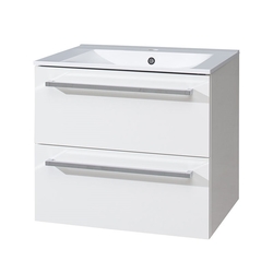 MEREO Bino koupelnová skříňka s keramický umyvadlem 60 cm, bílá/bílá (CN660)