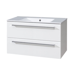 MEREO Bino koupelnová skříňka s keramickým umyvadlem 100 cm,  bílá/bílá (CN662)