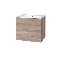 Aira, koupelnová skříňka s keramický umyvadlem 60 cm, dub