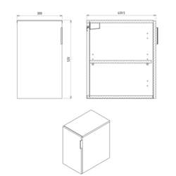 CIRASA skříňka spodní dvířková 30x52x46cm, pravá/levá, bílá lesk (CR302-3030)