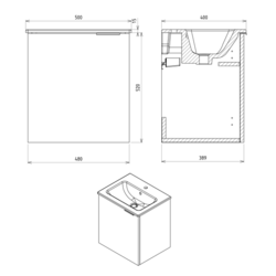 SAPHO CIRASA umyvadlová skříňka 48x52x39cm, 1x dvířka, levá, bílá lesk (CR481-3030)