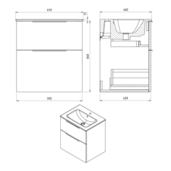 SAPHO CIRASA umyvadlová skříňka 59,3x64x46cm, bílá lesk (CR601-3030)