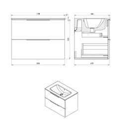 SAPHO CIRASA umyvadlová skříňka 69,8x52x46cm, bílá lesk (CR701-3030)