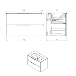 SAPHO CIRASA umyvadlová skříňka 79,8x52x46cm, bílá lesk (CR801-3030)