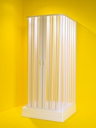 Čtvercový sprchový kout SATURNO, Barva rámu zástěny - Plast bílý, Provedení - Univerzální, Výplň - Polystyrol 2,2 mm (acrilico), Šíře - 80 cm, Hloubka - 90 cm