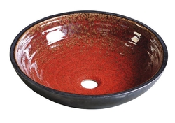 SAPHO ATTILA keramické umyvadlo, průměr 43cm, tomatová červeň/petrolejová (DK007)