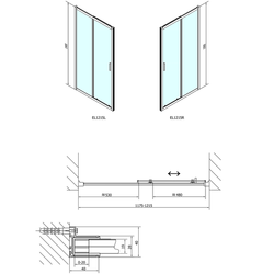 EASY LINE sprchové dveře 1200mm, čiré sklo