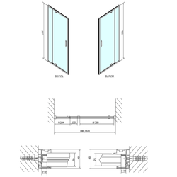 EASY LINE sprchové dveře otočné 880-1020mm, čiré sklo