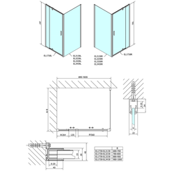 POLYSAN - Easy Line obdélník/čtverec sprchový kout pivot dveře 900-1000x900mm L/P varianta, brick sklo (EL1738EL3338)