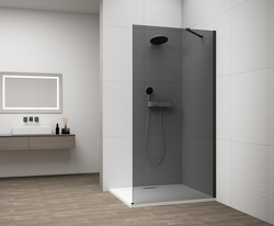 POLYSAN ESCA BLACK MATT jednodílná sprchová zástěna k instalaci ke stěně, kouřové sklo, 1100 mm (ES1211-02)