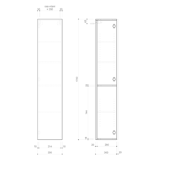 SAPHO ESPACE skříňka 35x172x32cm, 1x dvířka, levá/pravá, bílá mat (ESC330-3131)