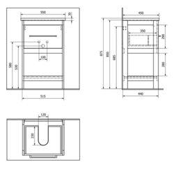 AQUALINE ETIDE umyvadlová skříňka 51,5x85x44 cm, bílá mat (ET515)