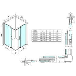 GELCO DRAGON sprchové posuvné dveře rohový vstup 800 mm, čiré sklo (GD4280)