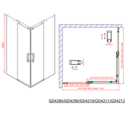 DRAGON sprchové posuvné dveře rohový vstup 1000 mm, čiré sklo