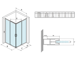 SIGMA SIMPLY BLACK sprchové dveře posuvné pro rohový vstup 900 mm, čiré sklo
