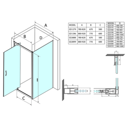SIGMA SIMPLY sprchové dveře otočné, 880-920 mm, sklo Brick