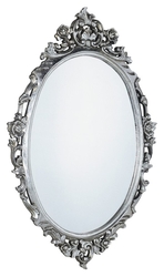 SAPHO - DESNA oválné zrcadlo v rámu, 80x100cm, stříbrná (IN344)