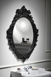 Sapho DESNA oválné zrcadlo ve vyřezávaném rámu, 80x100cm, černá (IN357)