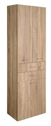 AQUALINE ZOJA/KERAMIA FRESH skříňka vysoká s košem 50x184x29cm, dub platin (51295)