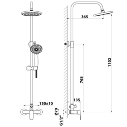 AQUALINE LOTTA sprchový sloup s pákovou baterií, chrom (LT690)