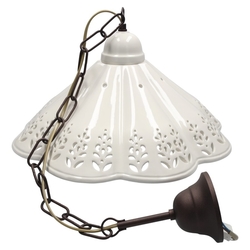 LAMPEDUSA závěsné svítidlo E27, 60W, 230V, keramické stínítko, mosazný řetěz