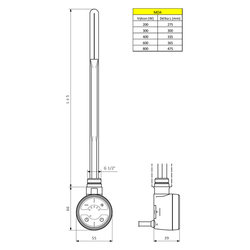 SAPHO MOA topná tyč s termostatem, 200 W, chrom (MOA-C-200)