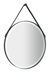 ORBITER kulaté zrcadlo s LED osvětlením ø 60cm, kožený pásek, černá mat, II. jakost (ORL060_QM-01)