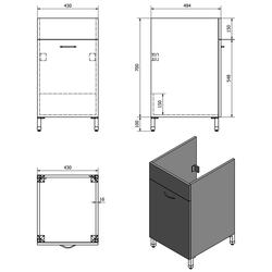 AQUALINE - Plastová výlevka se skříňkou, včetně sifonu (PI4550-01)