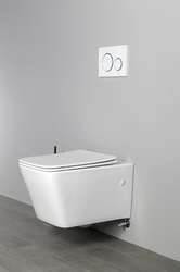SAPHO PORTO CLEANWASH závěsná WC mísa Rimless, integrovaná baterie a bidet. sprška, 36x5cm, bílá (PZ102RX)