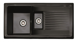 Keramický dřez REGINOX CLASSIC 1010.10 s vaničkou i odkapem, barva Black metalic (silvery)